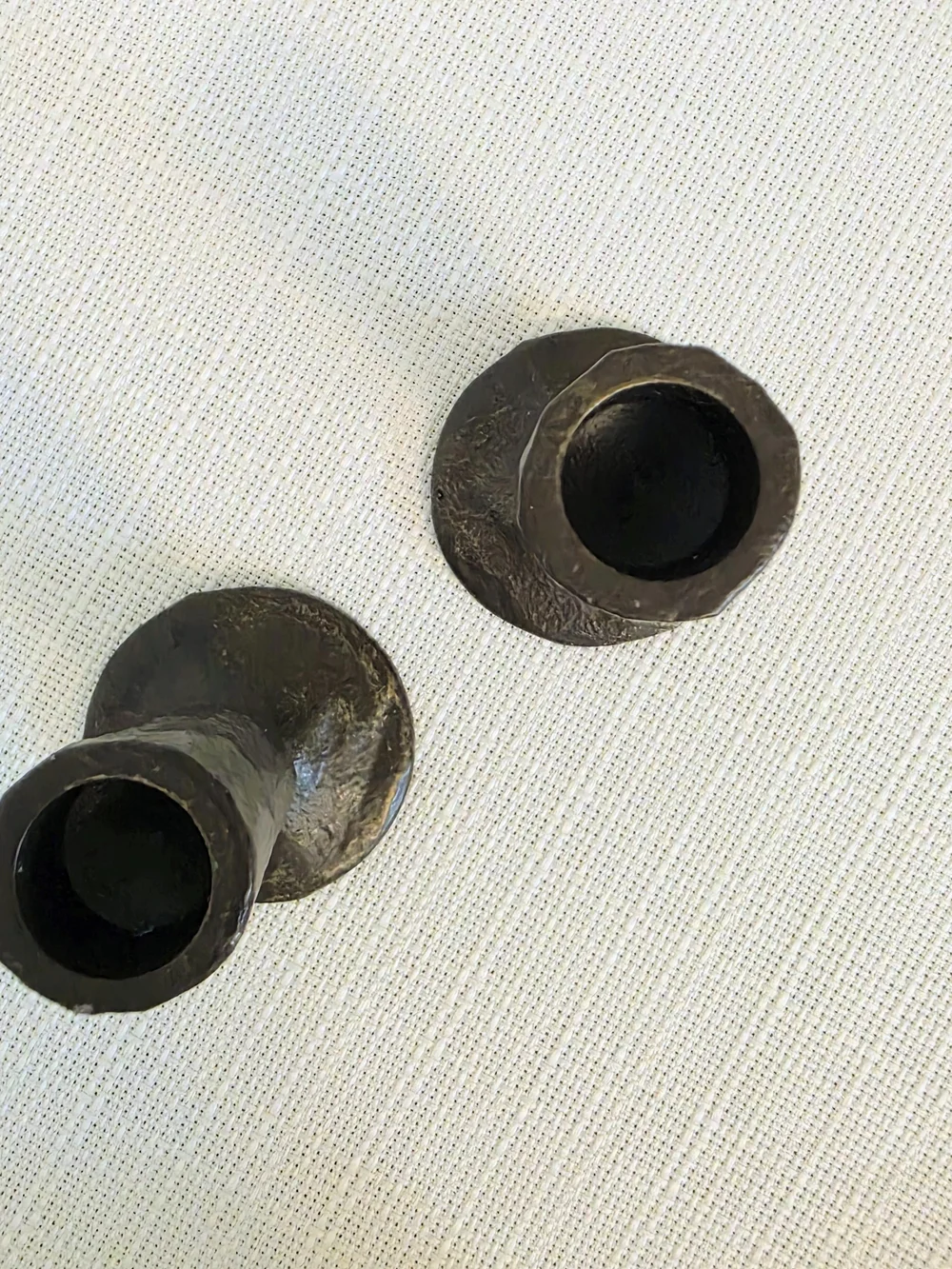 Primitive Cast Metal Candlestick Holders 3
